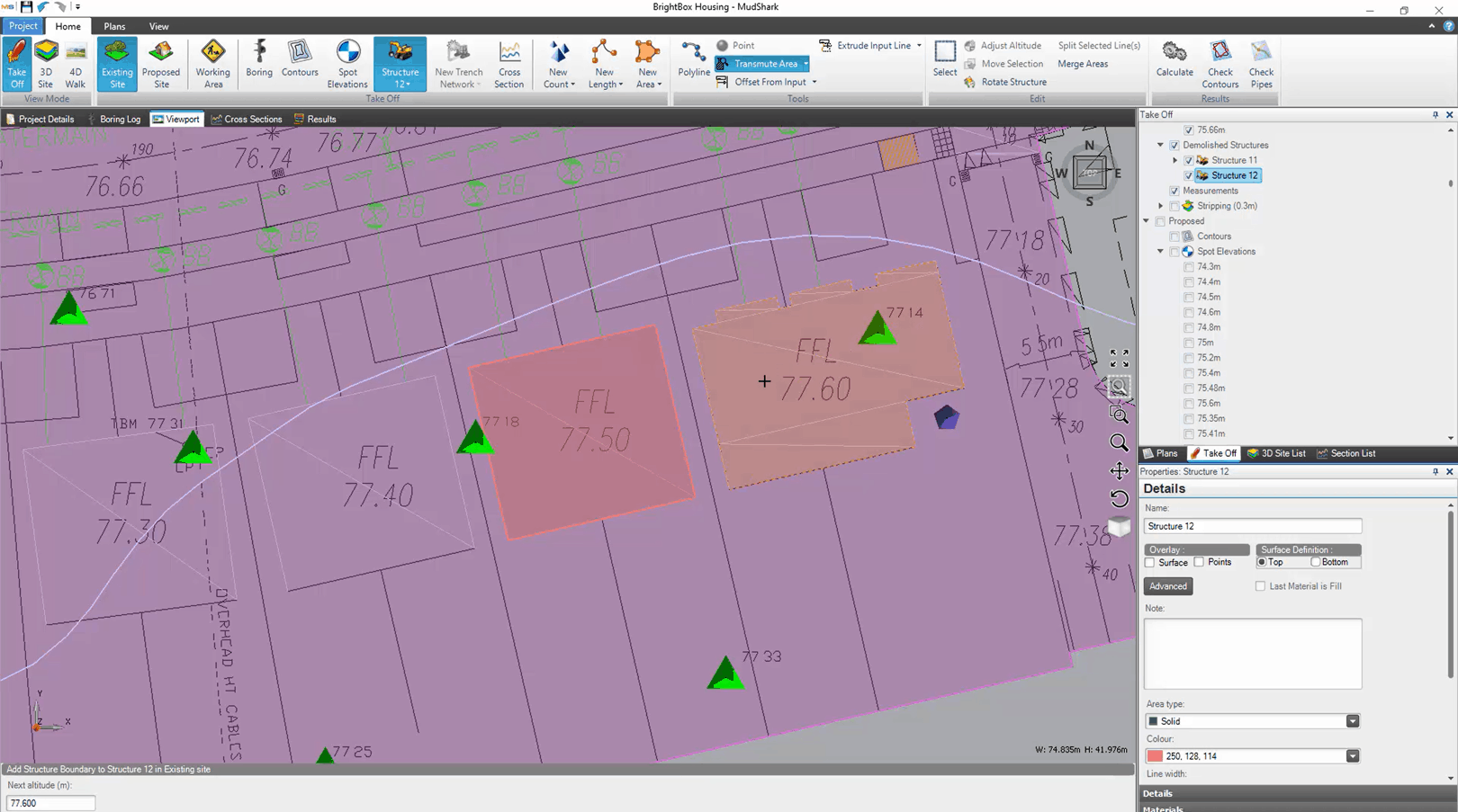 Transmute Area being used on a plan.